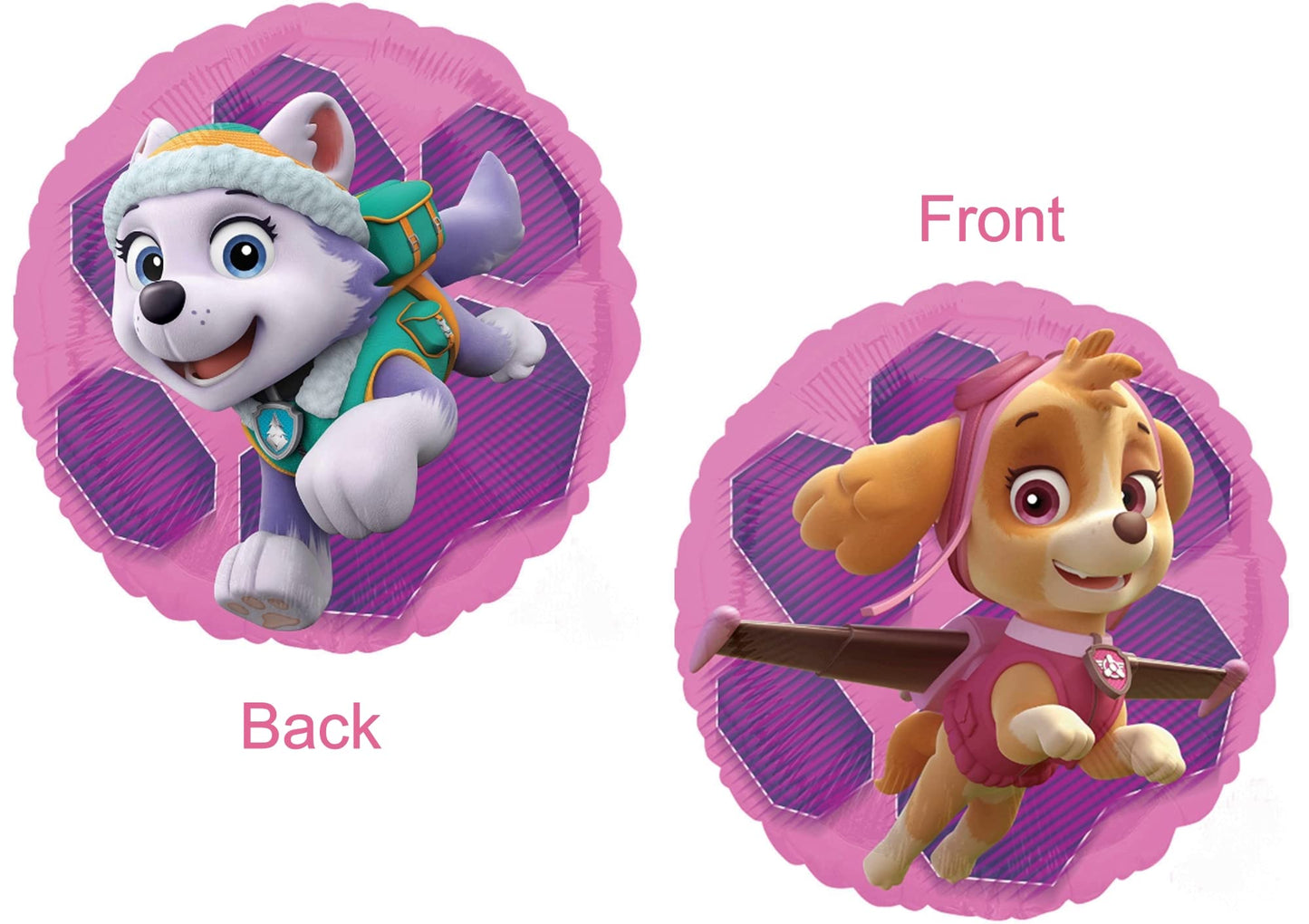 Folija balons Paw Patrol Skye & Everest 43 cm – Apaļš Ķepu patruļas balons