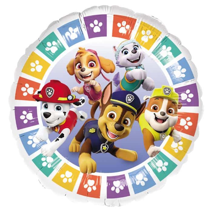 Folija balons Paw Patrol 43 cm – Apaļš Ķepu patruļas balons