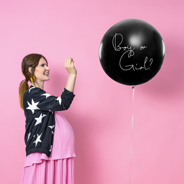 "Gender Reveal" balons “Girl” (1 m) ar rozā konfeti
