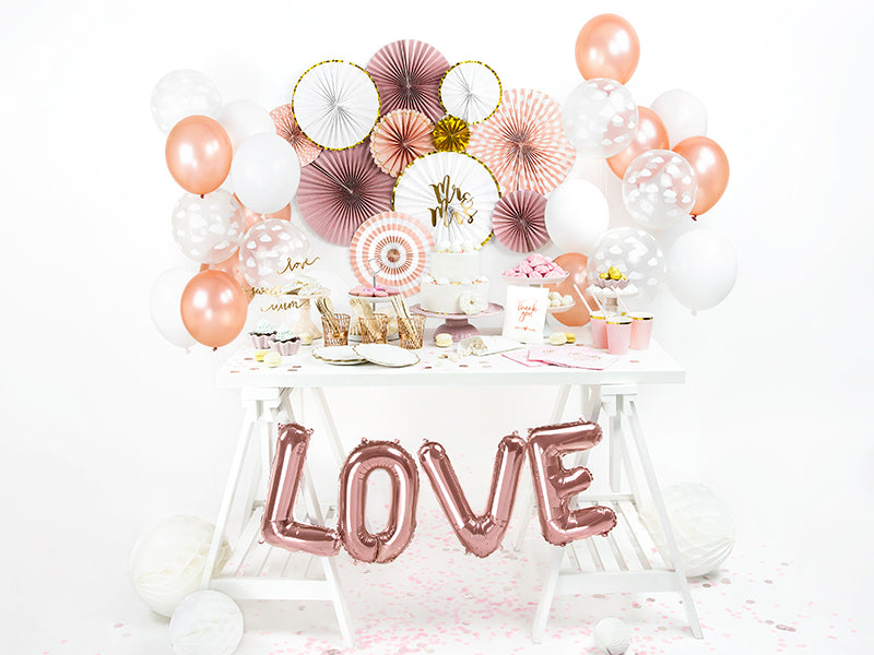 Folija balons Love 140x35 cm – Rozā zelta metālisks mīlestības dekors
