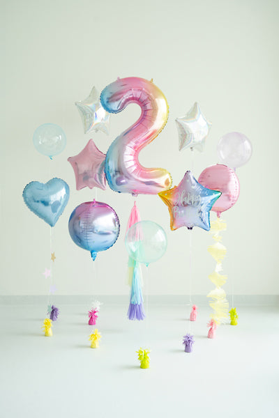 Folija balons cipars 2 "pastel rainbow" (86 cm)