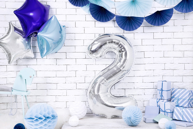 Folija balons cipars 2 sudraba (86 cm)