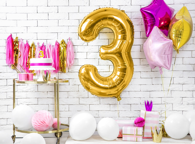 Folija balons cipars 3 zelta (86 cm)