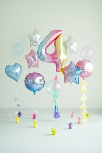 Folija balons cipars 4 "pastel rainbow" (86 cm)