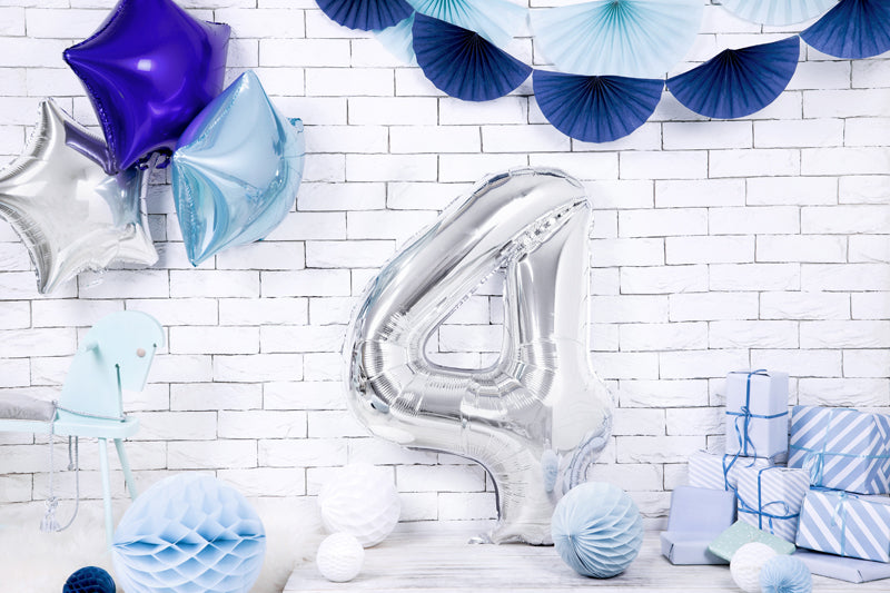 Folija balons cipars 4 sudraba (86 cm)