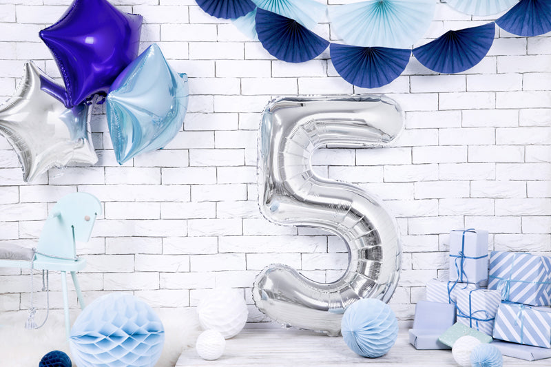 Folija balons cipars 5 sudraba (86 cm)
