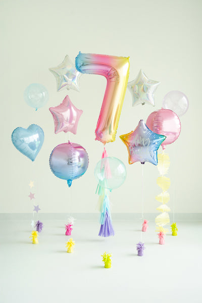 Folija balons cipars 7 "pastel rainbow" (86 cm)