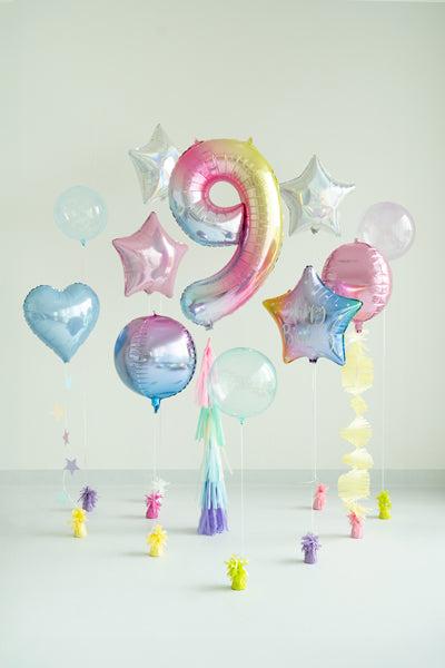 Folija balons cipars 9 "pastel rainbow" (86 cm)