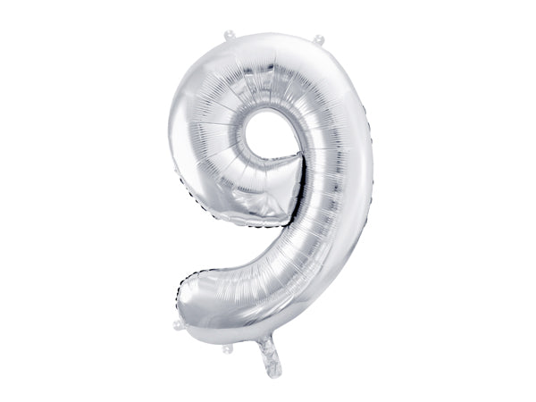 Folija balons cipars 9 sudraba (86 cm)