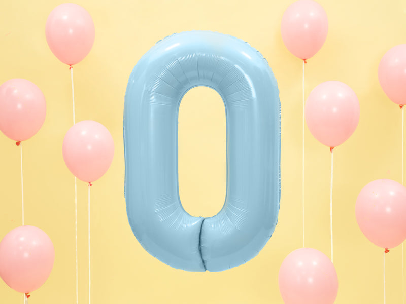 Folija balons cipars 0 gaiši zils (86 cm)