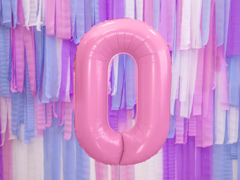 Folija balons cipars 0 rozā (86 cm)