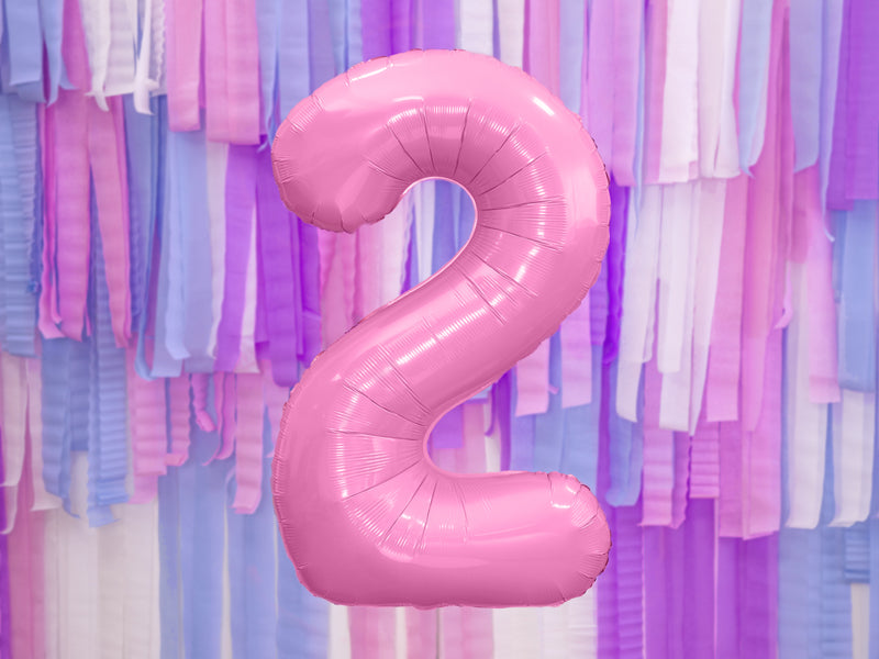 Folija balons cipars 2 rozā (86 cm)