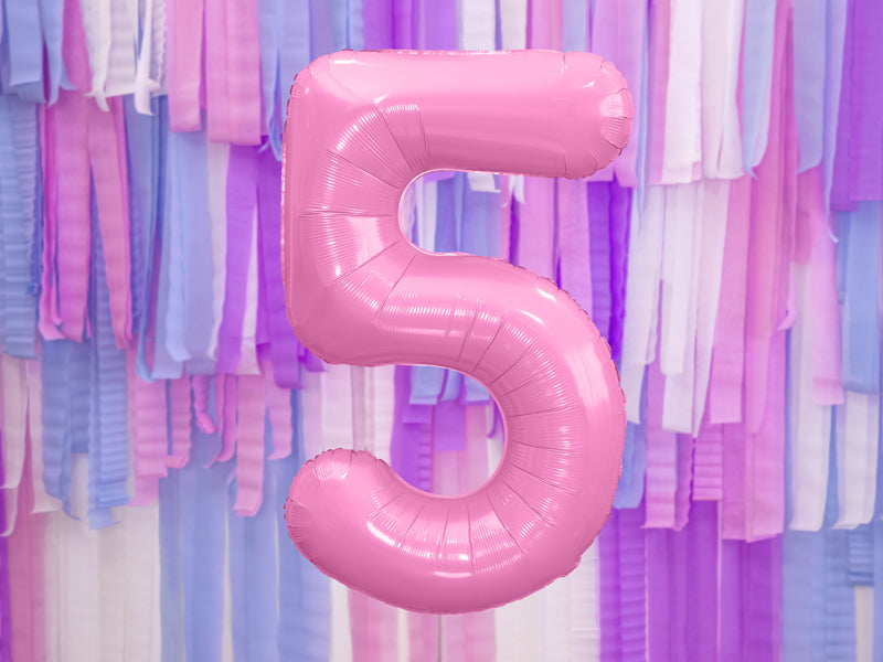 Folija balons cipars 5 rozā (86 cm)