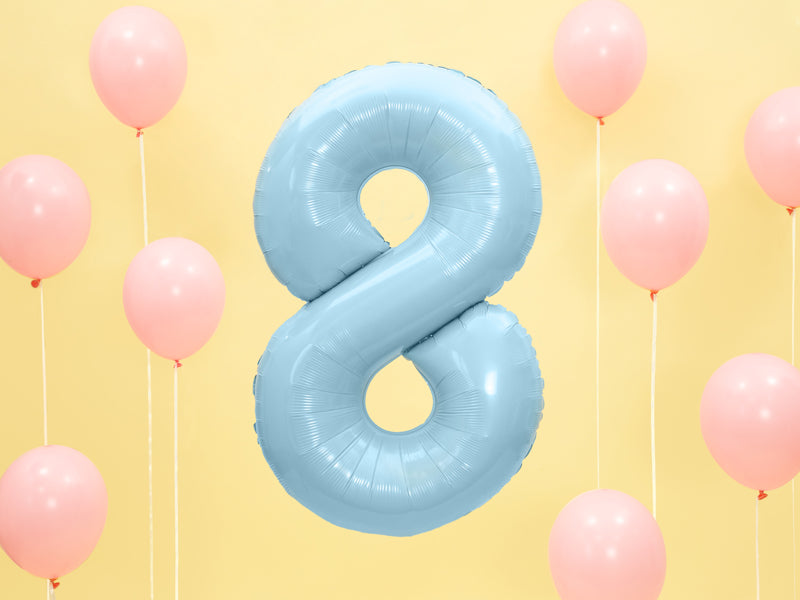 Folija balons cipars 8 gaiši zils (86 cm)