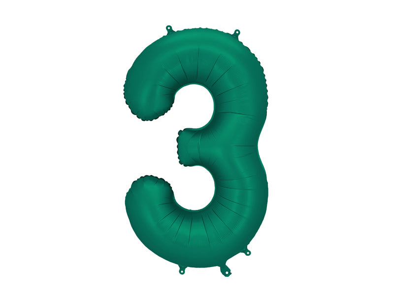 Folija balons cipars 3 tumši zaļš (86 cm)