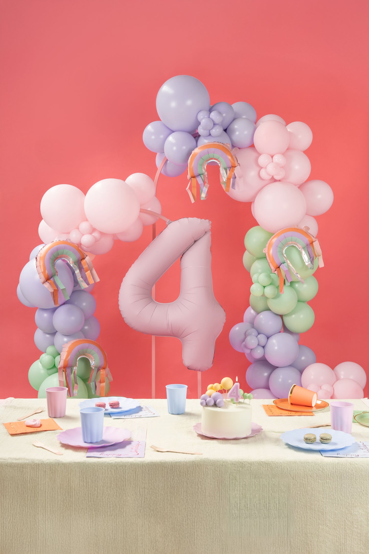 Matēts folija balons ar ciparu "2" 86cm, gaiši rozā