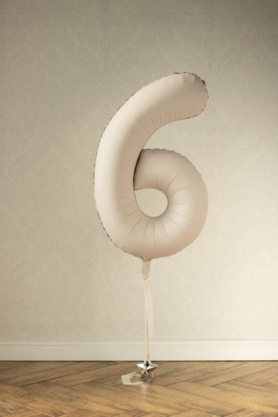Folija balons cipars 6 gaiši pelēkbrūns (86 cm)