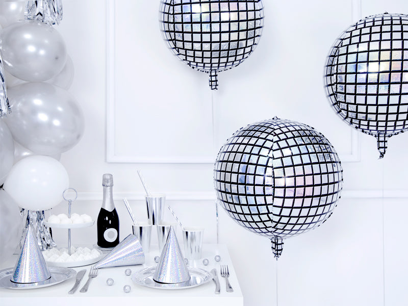 Folija balons Disko bumba 40 cm – Hologrāfisks ballīšu balons