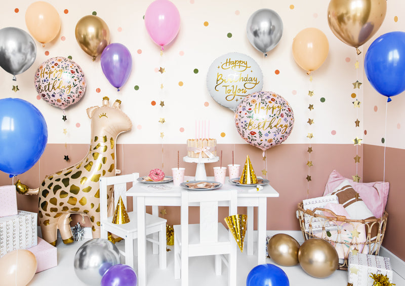 Folija balons “Happy Birthday” gaiši rozā (45 cm)