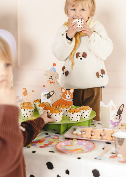 Suņu tematikas kūkas statīvs ar cupcake formiņām (24 gab.)