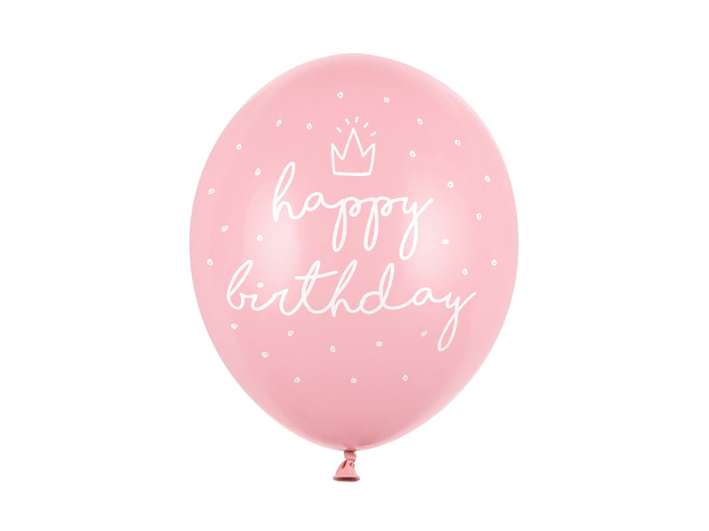 Baloni "Happy Birthday" 30 cm – Pastel Baby Pink, 50 gab.