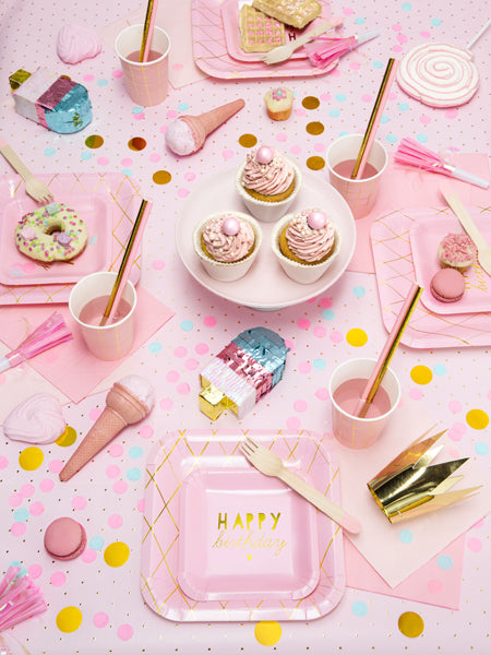 Papīra salmiņi rozā, 19.5cm, 10gb