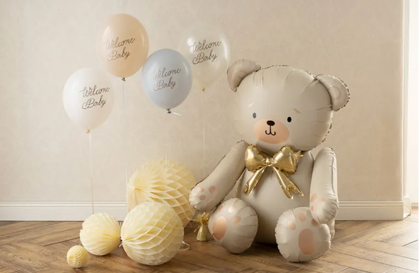Welcome Baby zilie baloni 30 cm – Jaundzimušā sagaidīšanas balonu komplekts 6 gab.