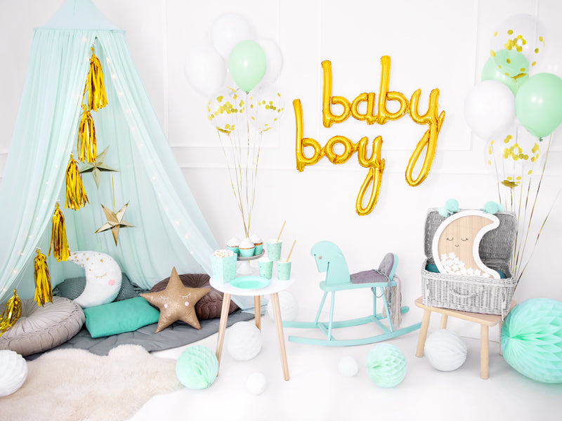 Zelta pušķīšu virtene 1,5 m – Mirror Gold DIY ballīšu dekorācija 12 pušķīši