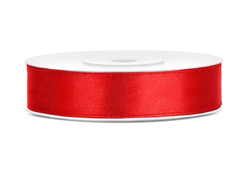 Satīna lente, Red, platums 12 mm / garums 25 m