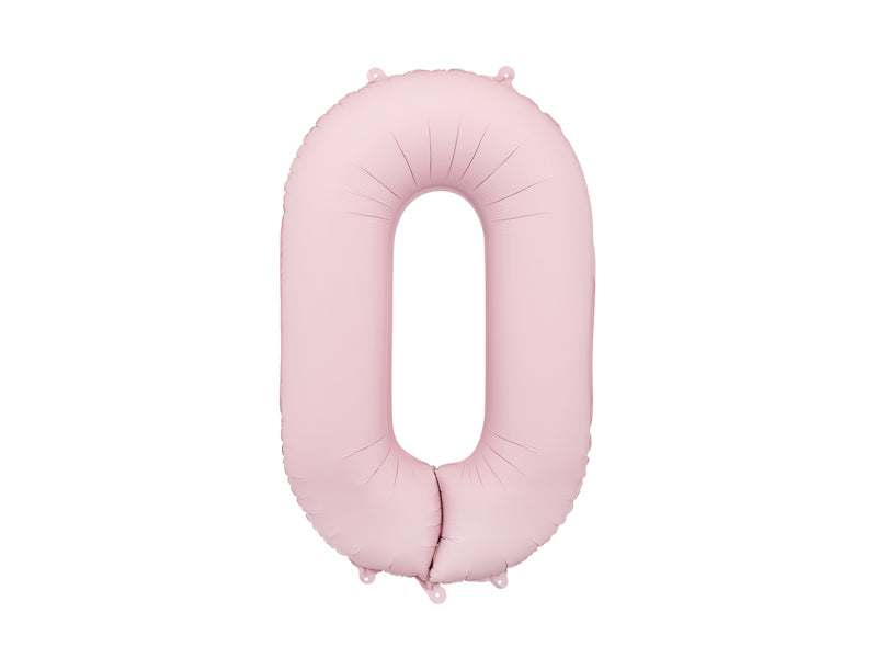 Matēts folija balons ar ciparu "0" 86cm, gaiši rozā