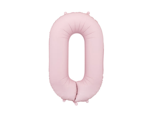 Matēts folija balons ar ciparu "0" 86cm, gaiši rozā