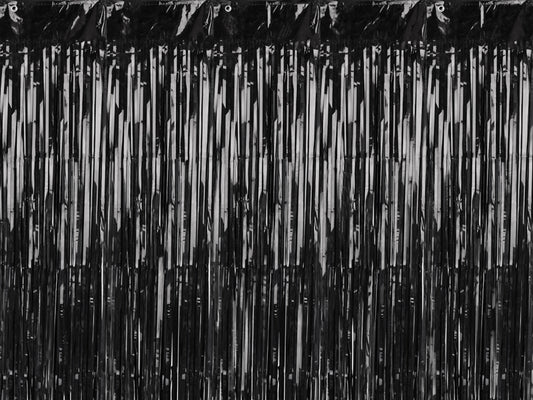 Ballītes aizkars, melns, 90 × 250 cm