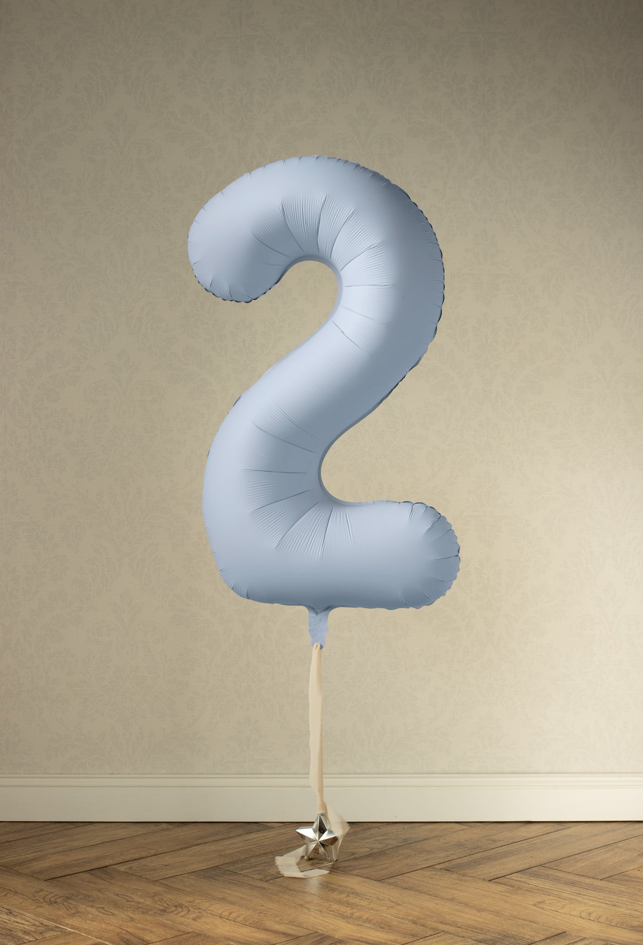 Matēts folija balons ar ciparu “2” 86cm, gaiši zils