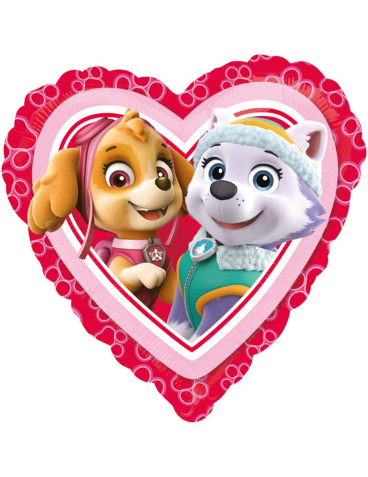 Folija balons Paw Patrol Love Girls sirds 43 cm – Ķepu patruļas balons