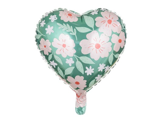 Folija balons sirds ar ziediem (35 cm)