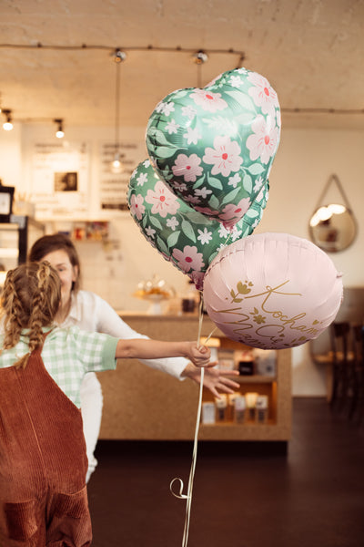 Folija balons sirds ar ziediem (35 cm)