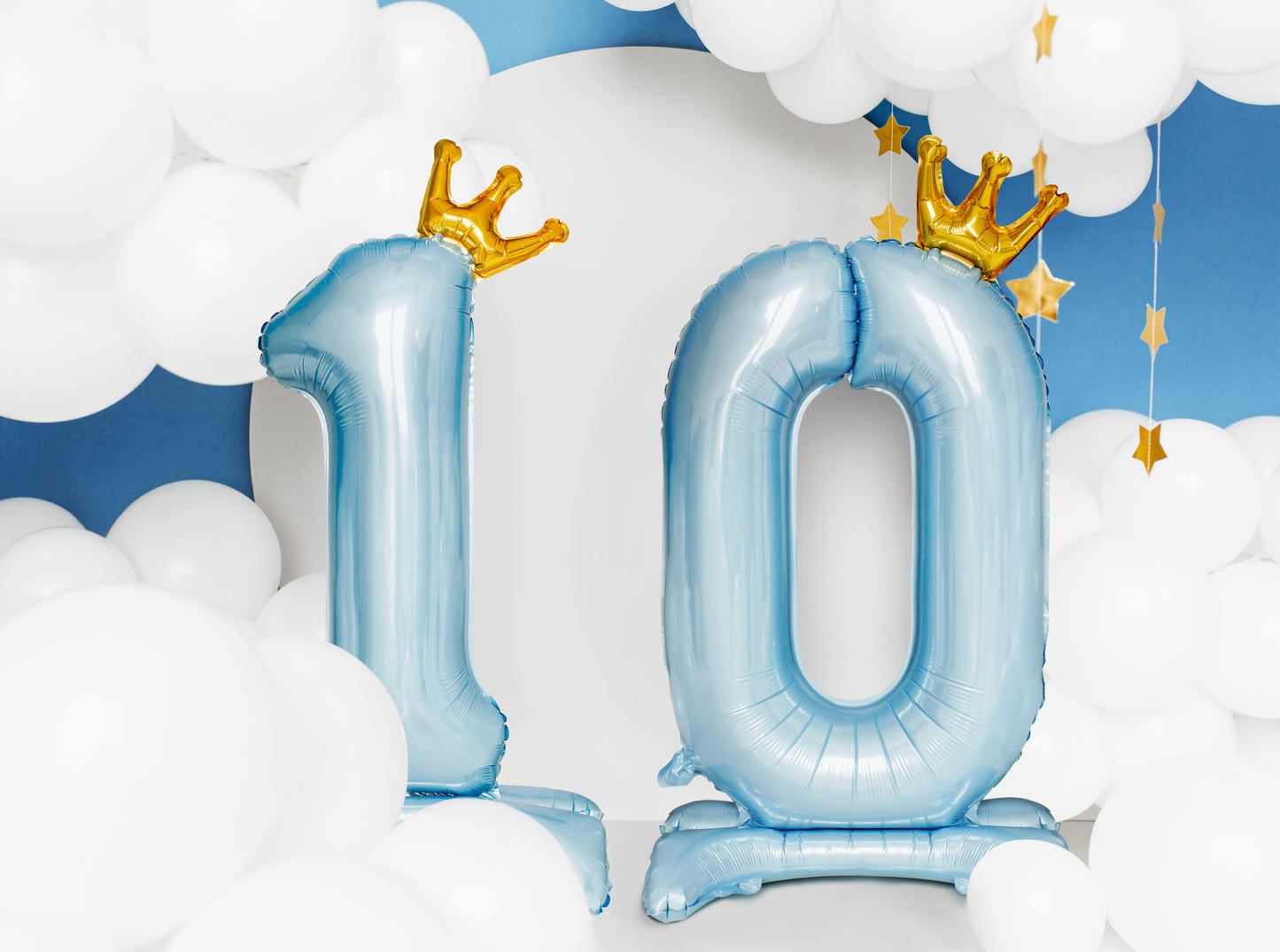 Stāvošs folija balons Cipars 1 zilā krāsā 84 cm – Pirmās dzimšanas dienas dekors