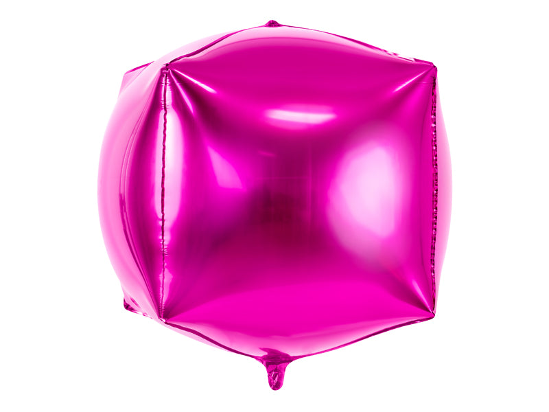 Folija balons Kubs tumši rozā 35x35x35 cm – Metālisks kubveida balons dekorācijām