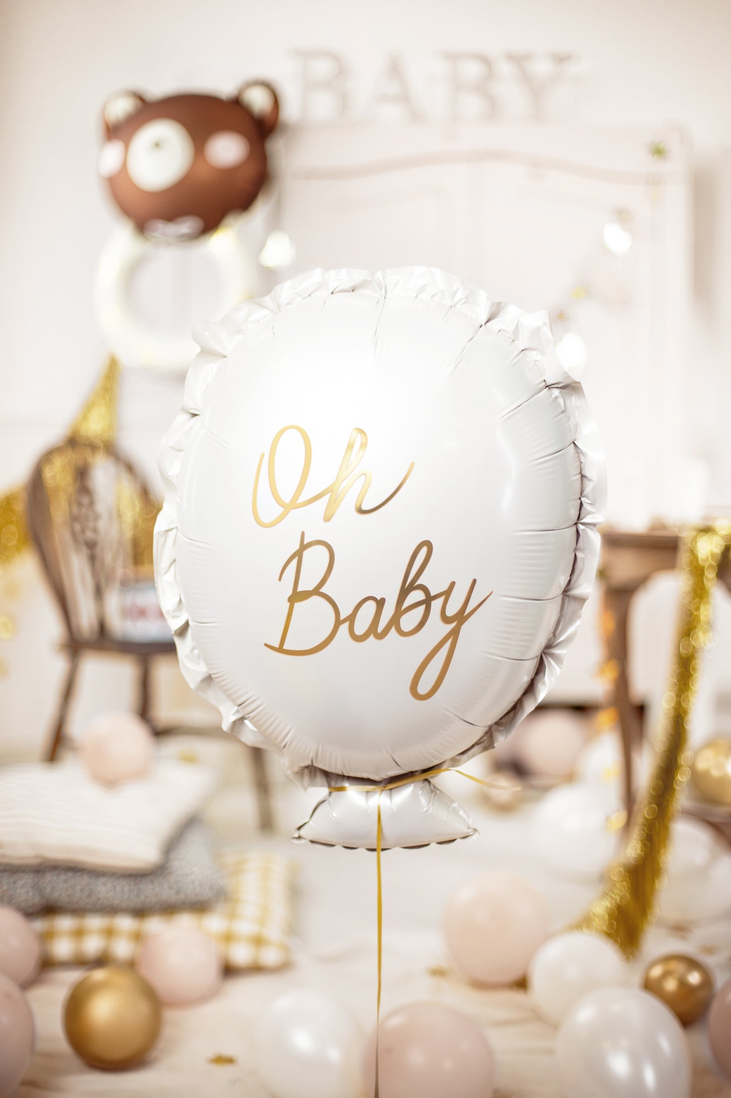 Folijas balons “Oh Baby”, 53 x 69 cm, baltā krāsā