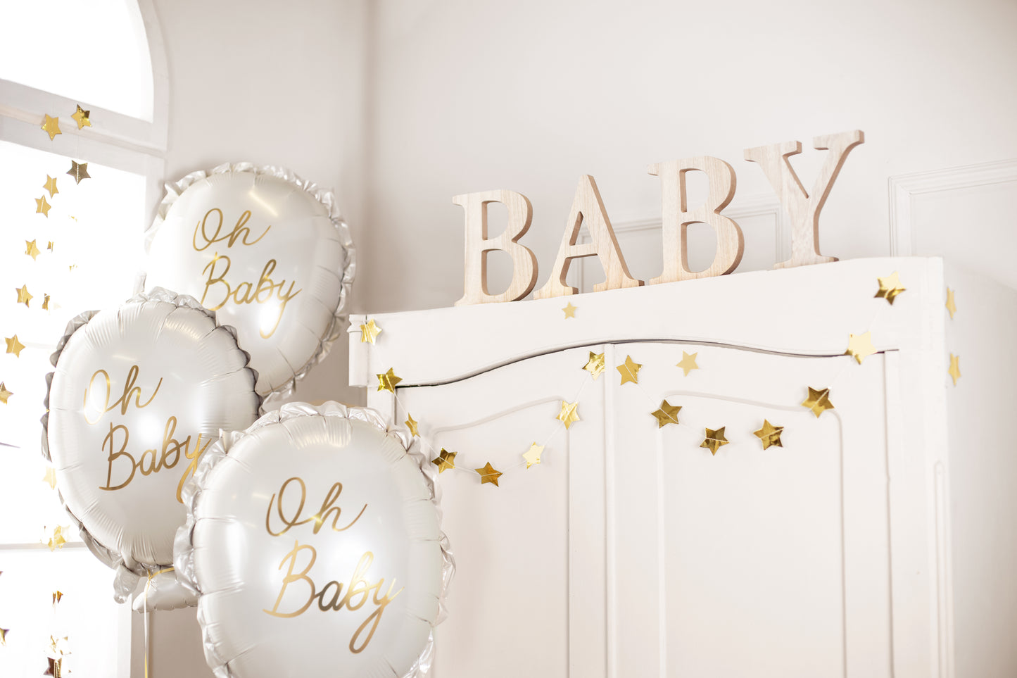 Folijas balons “Oh Baby”, 53 x 69 cm, baltā krāsā