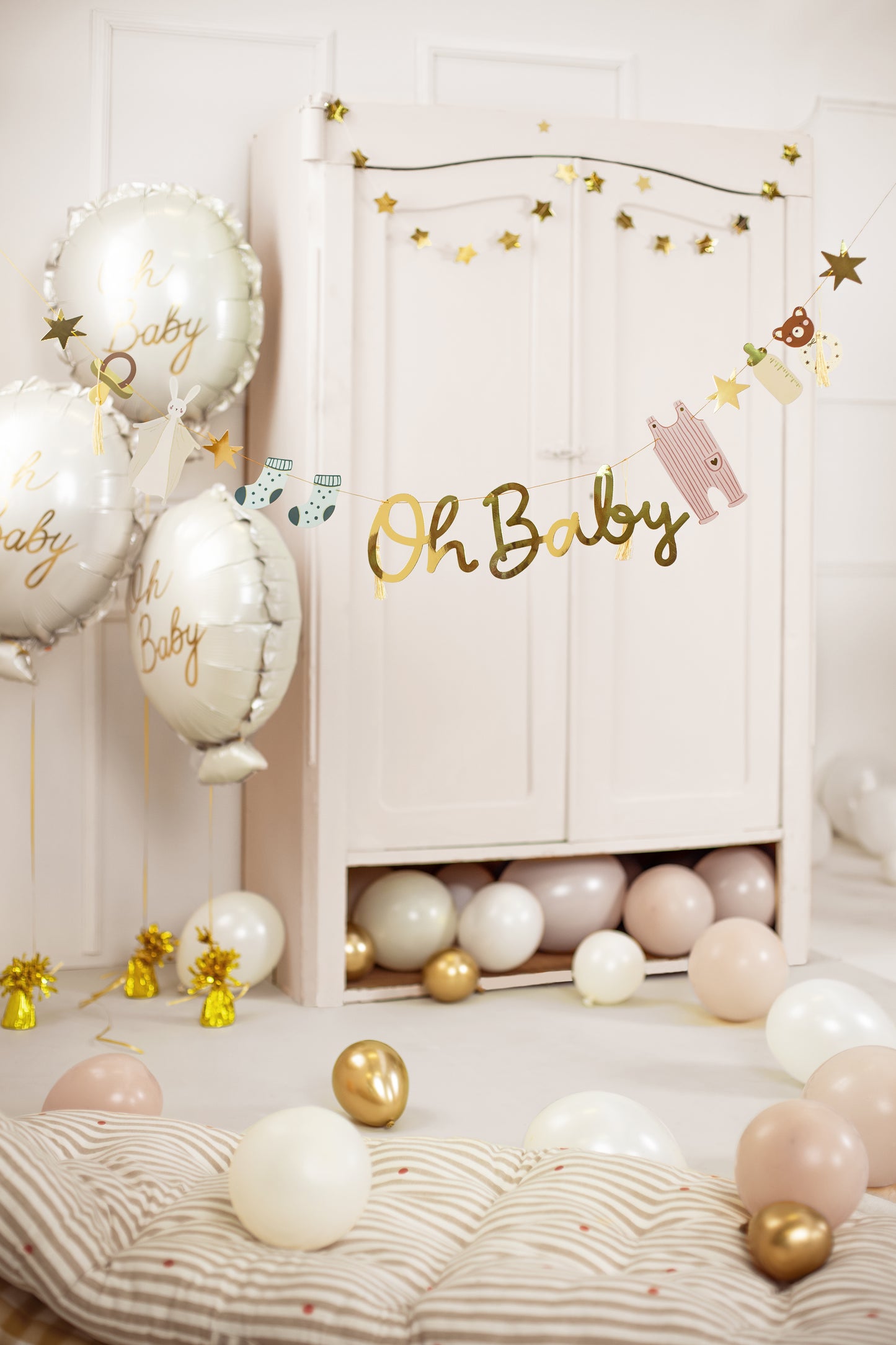 Folijas balons “Oh Baby”, 53 x 69 cm, baltā krāsā