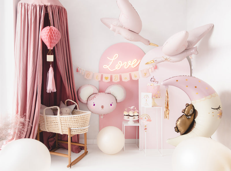 Folija balons Stārķis gaiši rozā (100 x 43 cm)