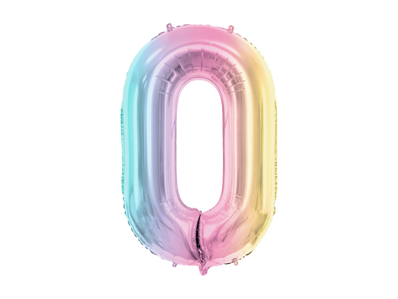 Folija balons cipars 0 "pastel rainbow" (86 cm)