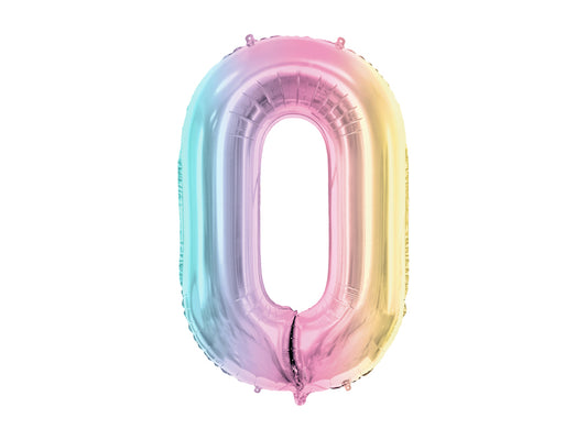 Folija balons cipars 0 "pastel rainbow" (86 cm)
