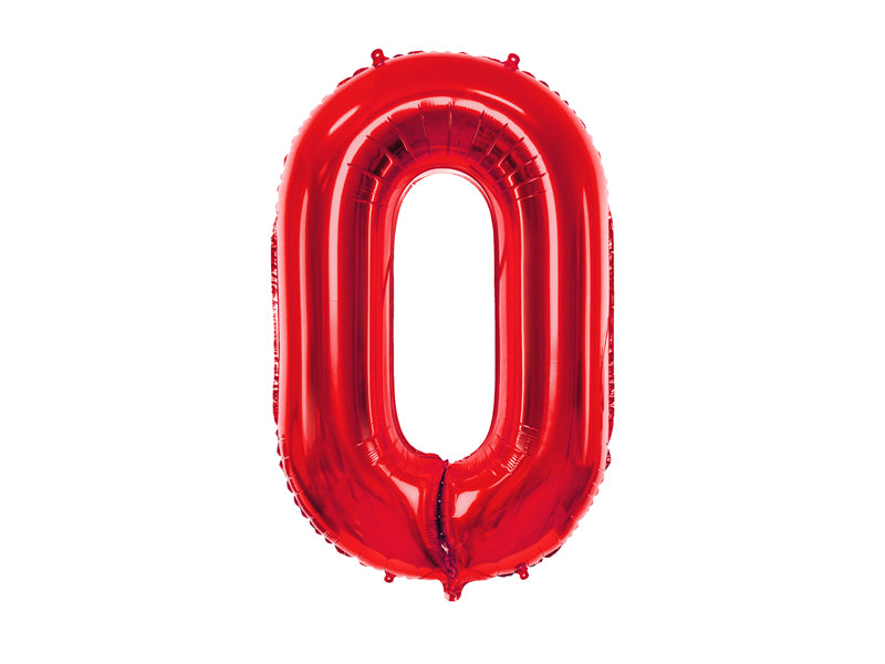Folija balons Cipars 0 sarkanā krāsā 86 cm