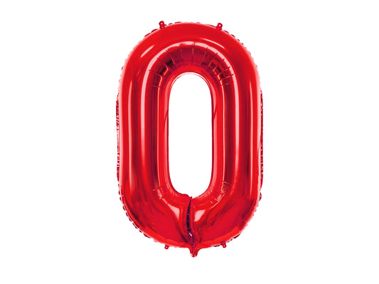 Folija balons Cipars 0 sarkanā krāsā 86 cm