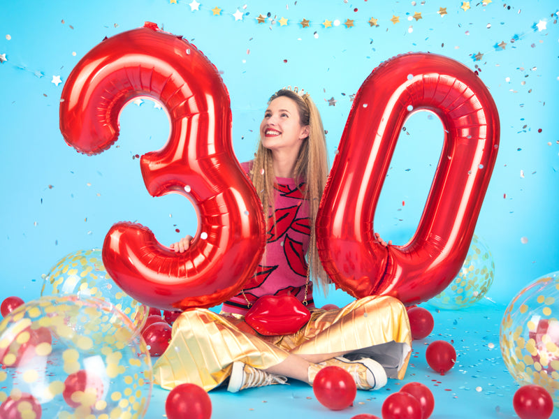 Folija balons Cipars 0 sarkanā krāsā 86 cm