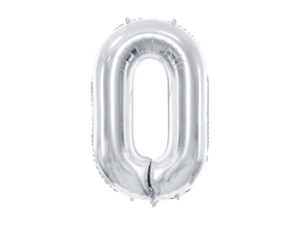 Folija balons cipars 0 sudraba (86 cm)
