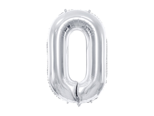 Folija balons cipars 0 sudraba (86 cm)