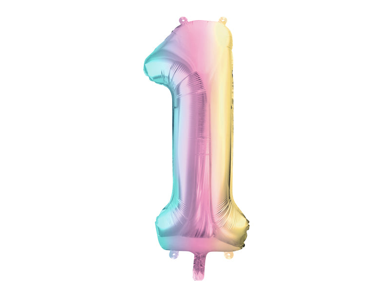 Folija balons cipars 1 "pastel rainbow" (86 cm)